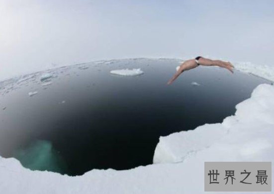 挑战极寒游泳最长时间男子,零下1.7℃海水中游20分钟