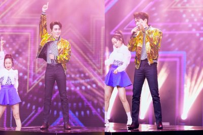 ​朱一龙金色夹克闪耀全场，再换红衣造型与靳东合唱，俩男神太养眼