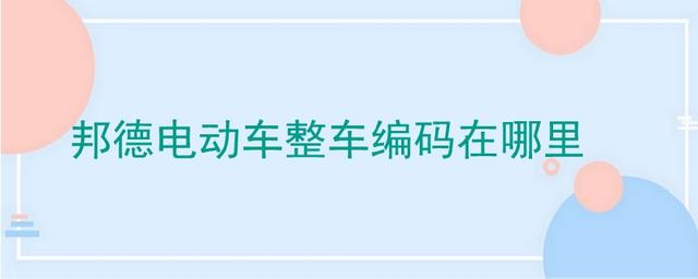 邦德电动车整车编码在哪里-