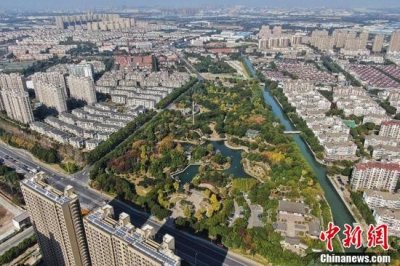 ​航拍苏州花桥城市绿“肺”聚焦“家乡美”