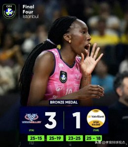 ​袁心玥被抑制无缘奖牌，女排欧冠米兰3-1力克瓦基弗银行收获季军