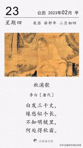 ​李白《秋浦歌》：不知明镜里，何处得秋霜