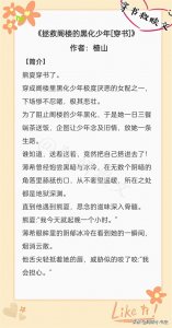 ​女主穿书救赎阴暗偏执男主：《拯救阁楼的黑化少年》而你是我的光